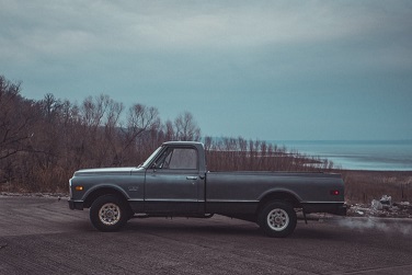 truck with exhaust smoke